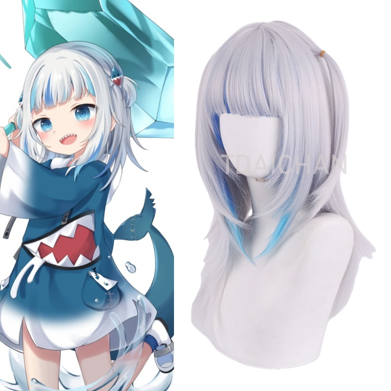 2025 Gawr Gura Cosplay Wig Whi - Anime Cosplay Event 2025 ulasan dan harga