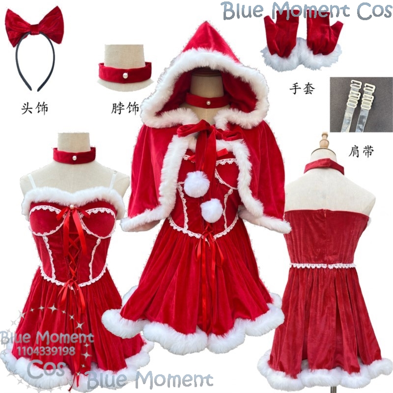 2025 Christmas Red Dress White - Anime Cosplay Event 2025 ulasan dan harga